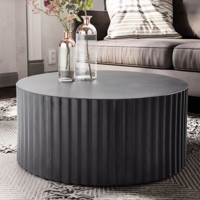 Couchtisch FineBuy Sofatisch Metall Schwarz 67x67x31 cm Wohnzimmertisch Rund