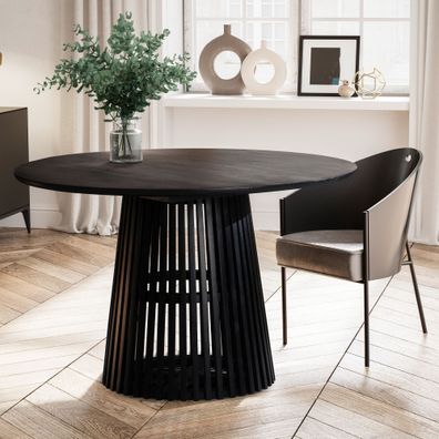 Esszimmertisch FineBuy Esstisch 120x120x77 cm Massivholz Schwarz Küchentisch