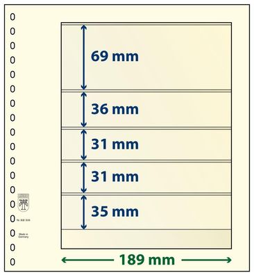 Lindner T-Blanko-Blätter 5 Streifen: 35 mm, Einzelblatt