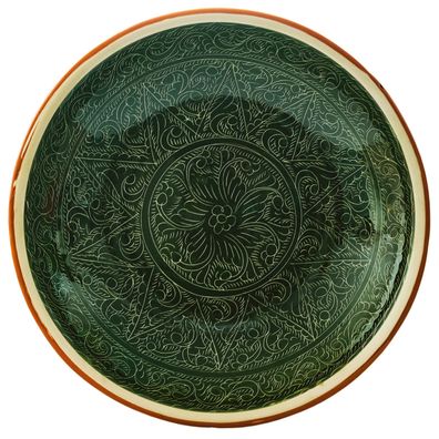 Usbekischer Rischtan Lagan Ø42 cm Oriental Ljagan Keramik Schale Plate Glasur