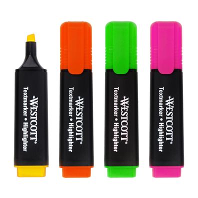 Textmarker 4 Stück, Highlighter Marker in leuchtenden Farben, Clip-Verschluss