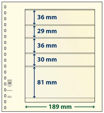 Lindner T-Blanko-Blätter 5 Streifen: 81 mm, Einzelblatt