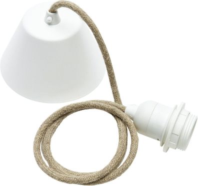 PR Home Cordset Pendelaufhang E27 mit Leinenkabel beige 210cm Baldachin weiß