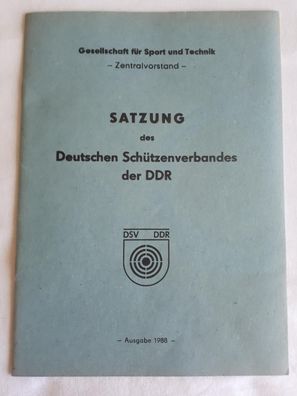 GST Satzung des Deutschen Schützenverbandes der DDR - Ausgabe 1988