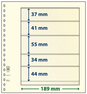 Lindner T-Blanko-Blätter 5 Streifen: 44 mm, Einzelblatt