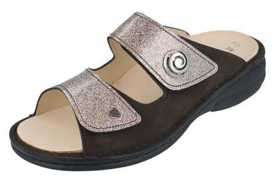 FINN Comfort Colina Damen Pantolette braun mole oro Nubukleder Glitter