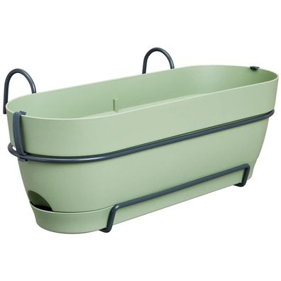 elho® Vibia campana Pflanzkasten Pistaziengrün 50 cm mit Halter allin1 - Kunststoff