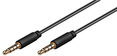 10X Goobay 63826 Audio Verbindungskabel AUX, 3,5 mm stereo 4-pol., slim, CU, 1 m,