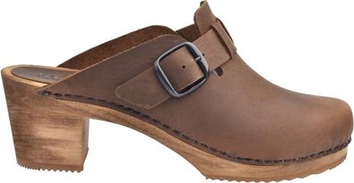 Sanita Damen Clog offen Wood-Malulo Square Open Chestnut