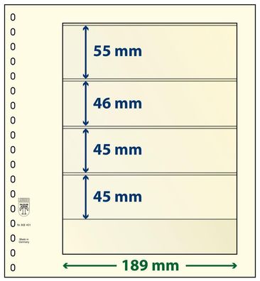 Lindner T-Blanko-Blätter 4 Streifen: 45 mm, Einzelblatt