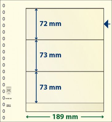 Lindner T-Blanko-Blätter 3 Streifen: 73 mm, 10er-Pack