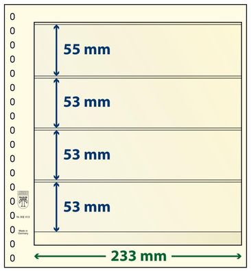 Lindner T-Blanko-Blätter 4 Streifen: 53 mm, Einzelblatt