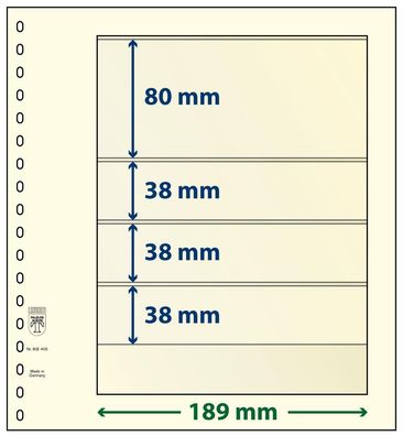 Lindner T-Blanko-Blätter 4 Streifen: 38 mm, Einzelblatt