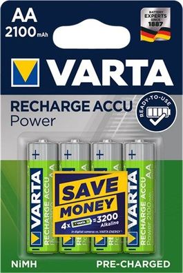 10X Varta 43462 Ready to Use AA (Mignon)/HR6 (56706) - 2100 mAh, 4 Stk. Blister