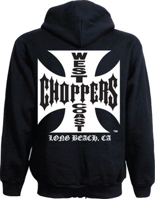 WCC West Coast Choppers Hoodie Iron Cross Light Cotton Zipper Schwarz