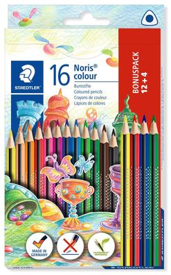 Staedtler 187 C12P1 Dreikant-Buntstift Noris colour, 12 + 4 Kartonetui