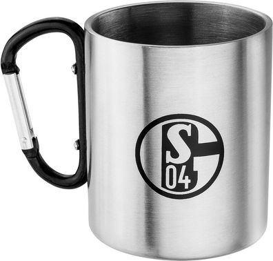 FC Schalke 04 S04 Kaffeebecher Emaille Karabiner Fußball Silber