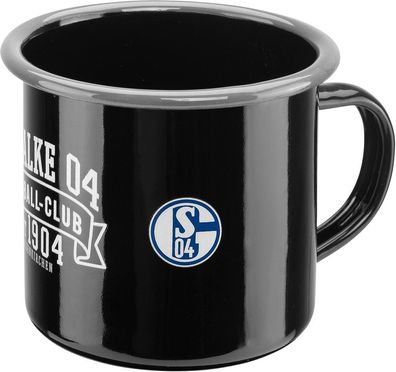 FC Schalke 04 S04 Kaffeebecher Emaille Fußball Schwarz