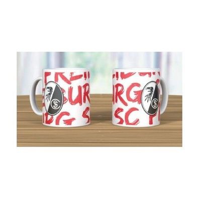 SC Freiburg Tasse Schriftzug Fussball Rot