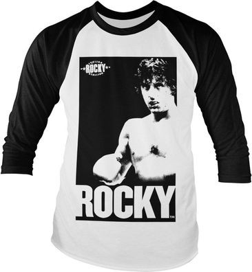 Rocky Vintage Photo Baseball Longsleeve Tee White-Black