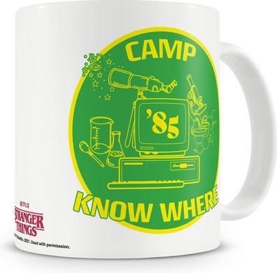 Stranger Things Camp Know Where Coffee Mug Kaffeebecher White