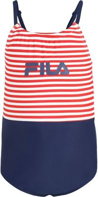 Fila Mädchen Badeanzug Sinah Swimsuit Aop Black Iris-True Red/Bright White Striped