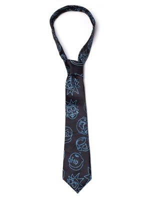 Rick and Morty Ties Rick and Morty - Faces AOP Necktie Black