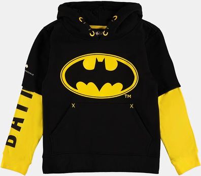 Warner - Batman Logo - Double Sleeve Hoodie - Boys Black