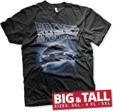 Back To The Future Flying Delorean Big & Tall T-Shirt Black