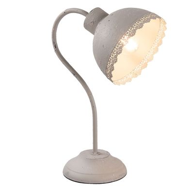 Clayre & Eef Schreibtischlampe 15x25x35 cm Grau Eisen Kunststoff Rund