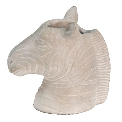 Clayre & Eef Blumentopf Zebra 16x10x15 cm Grau Stein (Gr. 16x10x15 cm)
