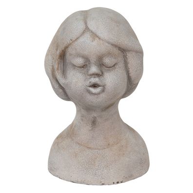 Clayre & Eef Büste Mädchen 11x10x18 cm Beige Stein (Gr. 11x10x18 cm)