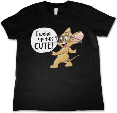 Tom & Jerry I Woke Up This Cute Kids T-Shirt Kinder Black