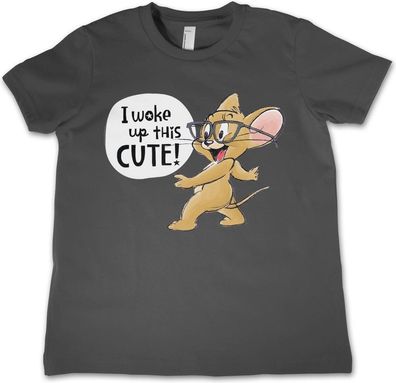 Tom & Jerry I Woke Up This Cute Kids T-Shirt Kinder Dark-Grey