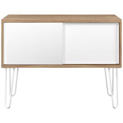 Bisley MultiRange Sideboard in Nussbaum-Weiß - Büroschrank mit Schiebetüren 100cm bre