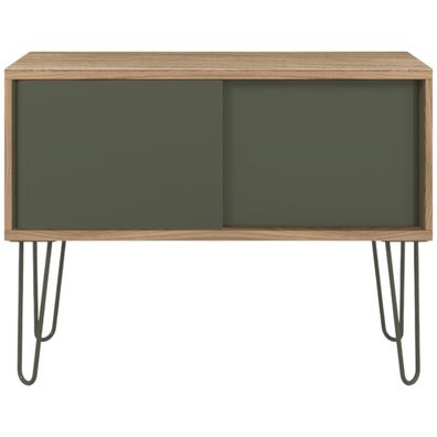 Bisley MultiRange Sideboard in Nussbaum-Olivgrün - Büroschrank mit Schiebetüren 100cm