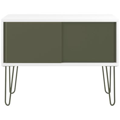 Bisley MultiRange Sideboard in Weiß-Olivgrün - Büroschrank mit Schiebetüren 100cm bre