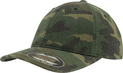 Yupoong Inc. Cap Flexfit Garment Washed Camo Cap in Woodland