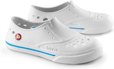 Schu'zz Schuzz Damen Clog Badeschuhe Sneaker'zz Blanc & liseré bleu