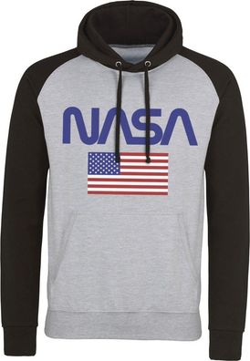 NASA Old Glory Baseball Hoodie Heather-Grey-Black