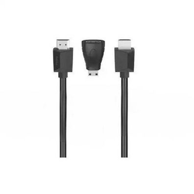 HDMI zu HDMI Kabel, 1,5 Meter mit 2 Adaptern, Schwarz Vielseitige Verbindungslösung