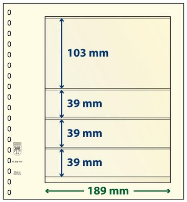 Lindner T-Blanko-Blätter 4 Streifen: 39 mm, 10er-Pack