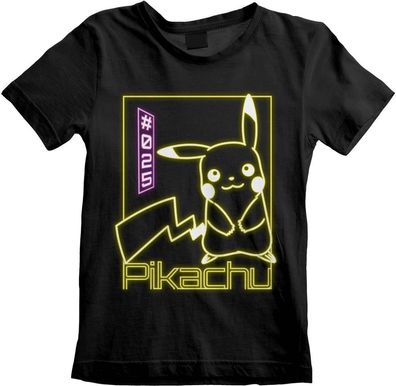 Pokémon Pokemon - Pikachu Neon (Kids) Jungen Kinder T-Shirt Black