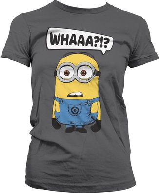 Minions Whaaa?!? Girly Tee Damen T-Shirt Dark-Grey