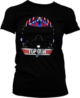 Top Gun Maverick Helmet Girly Tee Damen T-Shirt Black