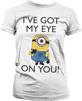 Minions I Got My Eye On You Girly Tee Damen T-Shirt White