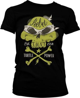 Teenage Mutant Ninja Turtles TMNT Rebel Turtle Power Girly Tee Damen T-Shirt Black