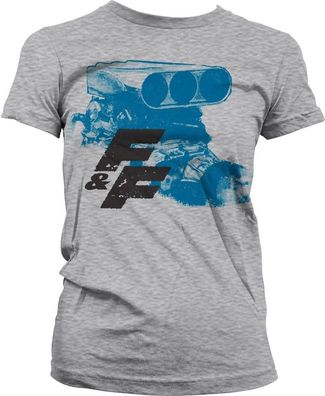 Fast &amp; Furious Engine Girly Tee Damen T-Shirt Heather-Grey