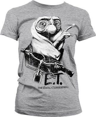 E.T. Biking Distressed Girly Tee Damen T-Shirt Heather-Grey