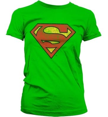 Superman Washed Shield Girly T-Shirt Damen Green